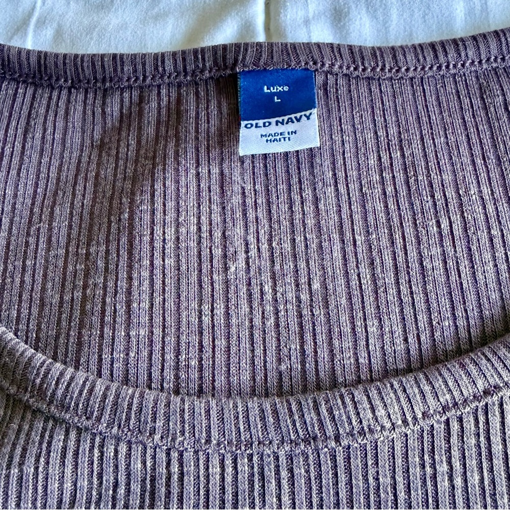Old Navy Luxe Ribbed Crew Neck Short Sleeve Tee | Purple | Large